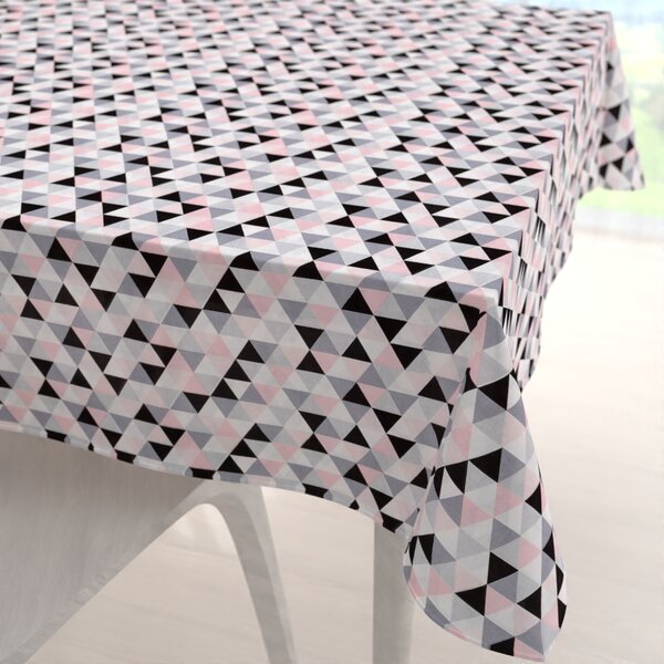 Biante Bavlněný čtvercový ubrus Sandra SA-110 Růžovo-černo-šedé trojúhelníčky 50x50 cm