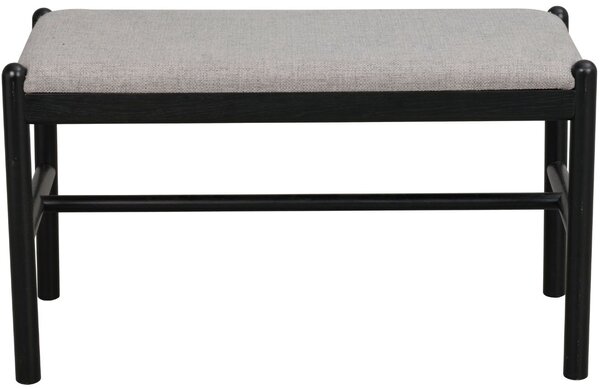 Černá dubová lavice ROWICO MILFORD 80 cm s látkovým sedákem