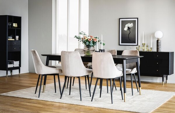 Černý jasanový rozkládací jídelní stůl ROWICO FENWOOD 180-220-260 x 90 cm