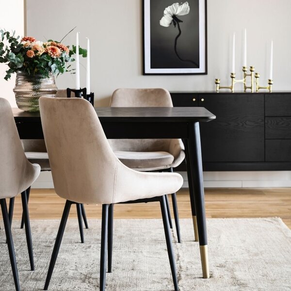 Černý jasanový rozkládací jídelní stůl ROWICO FENWOOD 180-220-260 x 90 cm