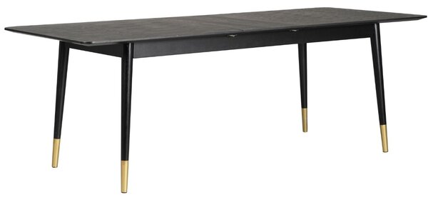 Černý jasanový rozkládací jídelní stůl ROWICO FENWOOD 180-220-260 x 90 cm