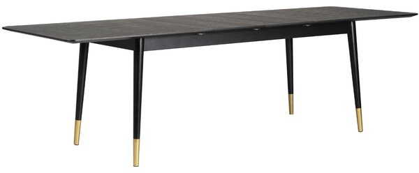 Černý jasanový rozkládací jídelní stůl ROWICO FENWOOD 180-220-260 x 90 cm