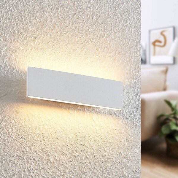 Lindby Nástěnné svítidlo Ignazia LED, 28 cm, bílé, kov, nahoru/dolů, stmívatelný, Bílá / opál, Obývací pokoj / jídelna, kov, Moderní
