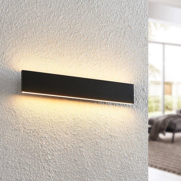 Lindby Nástěnné LED svítidlo Ignazia, 47 cm, černá, kov, nahoru/dolů, stmívatelný, Černá, Obývací pokoj / jídelna, kov, Moderní