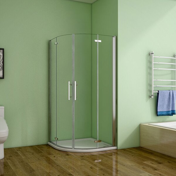 Čtvrtkruhový sprchový kout MELODY S4 90 cm s dvoukřídlými dveřmi včetně sprchové vaničky z litého mramoru