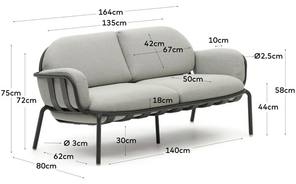 Kave Home Šedo-zelená zahradní pohovka Joncols 164 cm