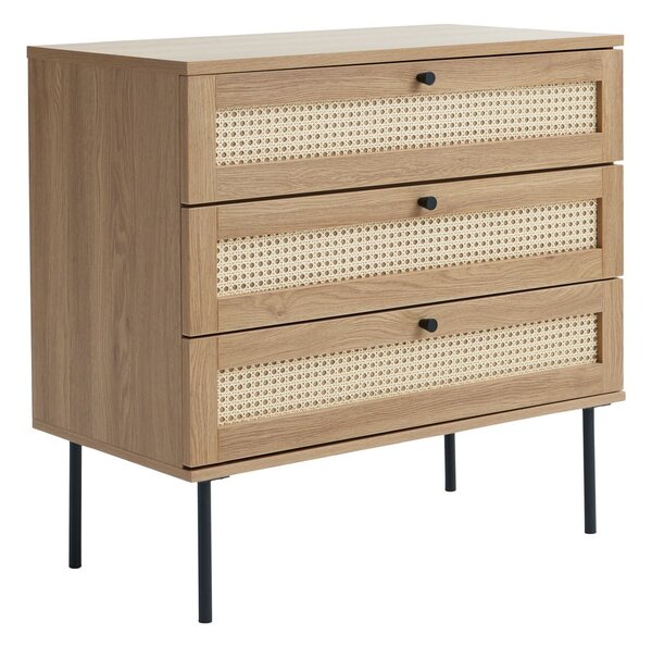 Nízká komoda v dekoru dubu v přírodní barvě 80x75 cm Pensacola – Unique Furniture