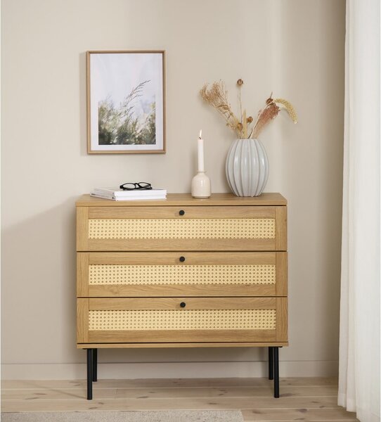 Nízká komoda v dekoru dubu v přírodní barvě 80x75 cm Pensacola – Unique Furniture