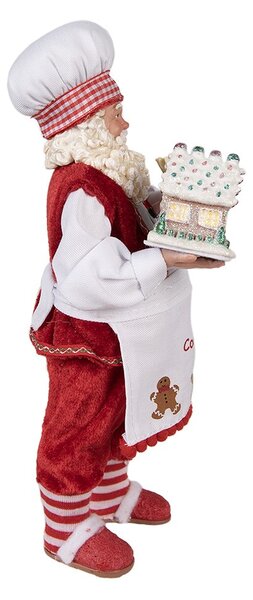 Vánoční dekorace taťka Santa Claus cukrář s perníkovou chaloupkou - 16*8*28 cm - Clayre & Eef
