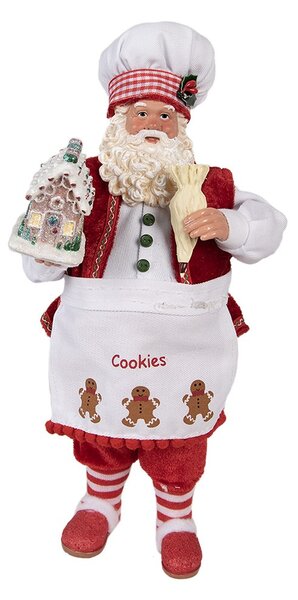 Vánoční dekorace taťka Santa Claus cukrář s perníkovou chaloupkou - 16*8*28 cm - Clayre & Eef