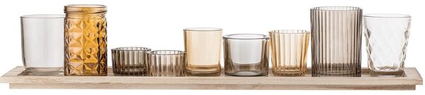 -25 % Dny Marianne - Set devíti hnědých skleněných svícnů na tácu Bloomingville Sanga