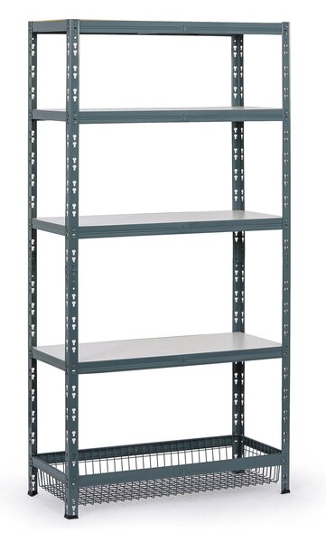Policový regál s koši, 1790 x 900 x 400 mm, nosnost 175 kg, 4 police + 1 koš