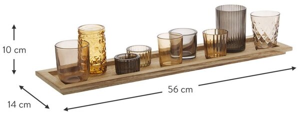 -25 % Dny Marianne - Set devíti hnědých skleněných svícnů na tácu Bloomingville Sanga