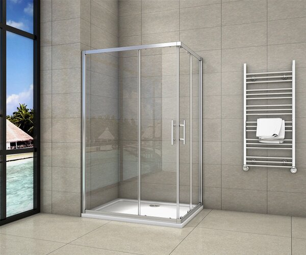 Sprchový kout čtvercový, SIMPLE 90x90 cm L/P varianta, rohový vstup včetně sprchové vaničky z litého mramoru