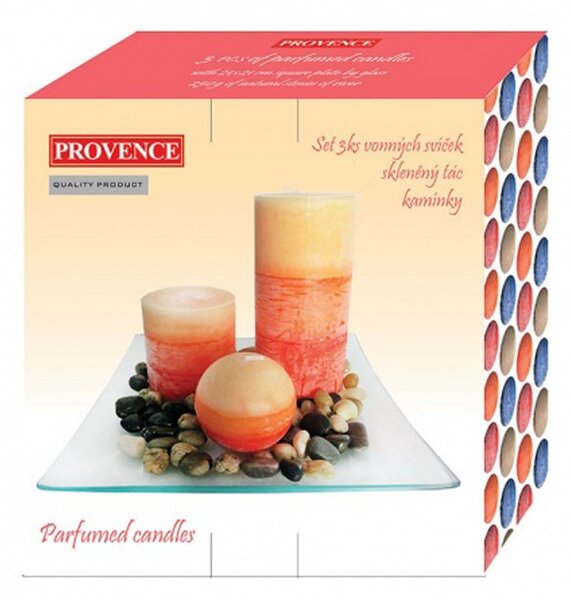 Toro Dárková sada svíček na podnose PROVENCE borůvka