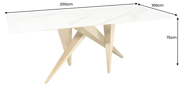 Jídelní stůl ART LIVING 200 CM bílá/zlatá mramor Nábytek | Jídelní prostory | Jídelní stoly | 180 cm a více