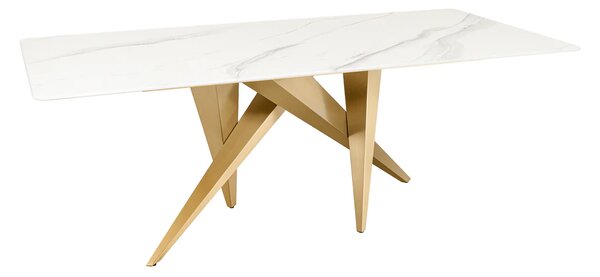 Jídelní stůl ART LIVING 200 CM bílá/zlatá mramor Nábytek | Jídelní prostory | Jídelní stoly | 180 cm a více