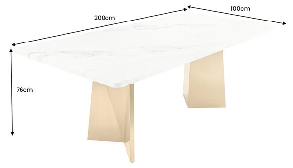 Jídelní stůl EXTRAVAGANCIA 200 CM bílá/zlatá mramor Nábytek | Jídelní prostory | Jídelní stoly | 180 cm a více