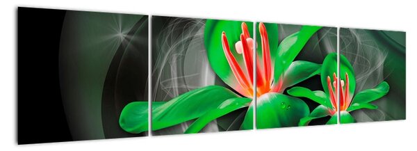 Abstraktní obraz květin (160x40cm)
