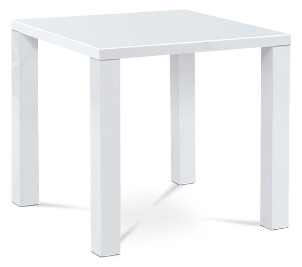 Jídelní stůl 80x80x76 cm, vysoký lesk bílý AT-3005 WT