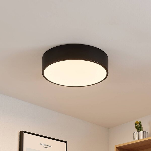 Lindby LED stropní svítidlo Simera, Ø 30 cm, černá, bílá, stmívatelný, Černá, Obývací pokoj / jídelna, Plast, Moderní