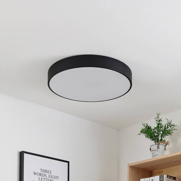 Lindby LED stropní svítidlo Simera, Ø 50 cm, černá, kov, stmívatelný, Černá, Obývací pokoj / jídelna, Plast, Moderní