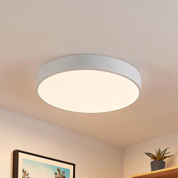Lindby LED stropní svítidlo Simera, Ø 50 cm, bílé, kovové, stmívatelný, Bílá / opál, Obývací pokoj / jídelna, Plast, Moderní