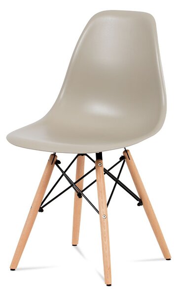 Jídelní židle, CT-758 LAT, plast latté / masiv buk / kov černý