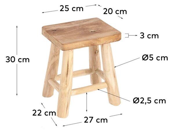 Kave Home Masivní teaková stolička Yumbi 30 cm