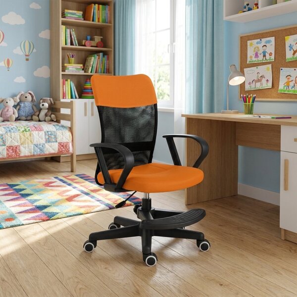 Dětská židle Neoseat MONKEY s podnoží — látka, černá / oranžová