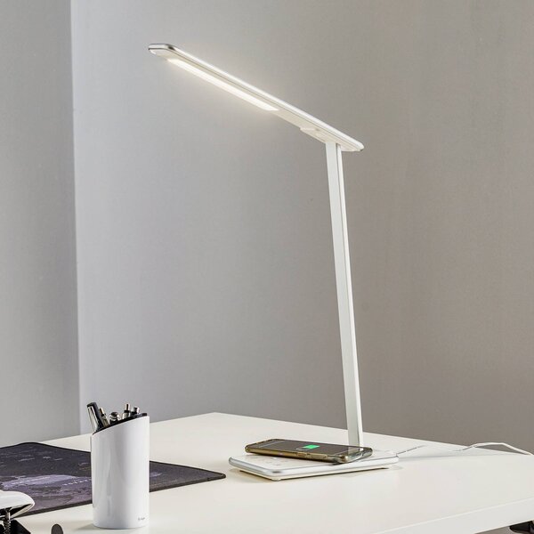 Aluminor LED stolní lampa Orbit s indukcí sříbrná, stmívatelný, Chrom / stříbro, Pracovna / kancelář, kov, Moderní