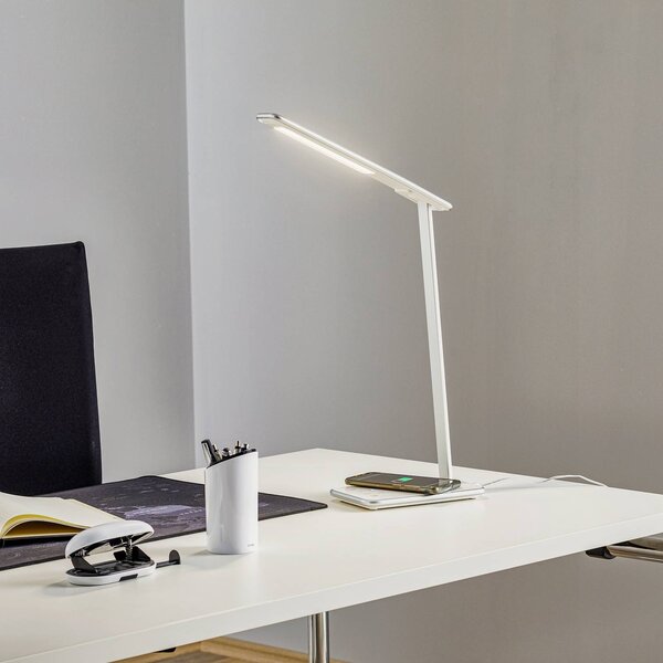 Aluminor LED stolní lampa Orbit s indukcí sříbrná, stmívatelný, Chrom / stříbro, Pracovna / kancelář, kov, Moderní
