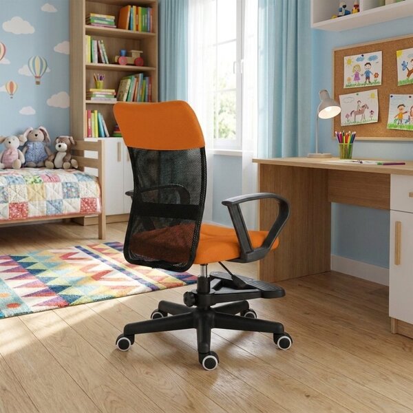 Dětská židle Neoseat MONKEY s podnoží — látka, černá / oranžová