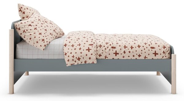 Dětská postel šedozelená z borovicového dřeva s roštem 90x190 cm Enola – Marckeric