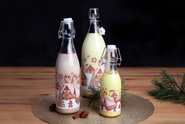 Skleněná láhev s patentním uzávěrem TORO 540ml perníčková vesnička