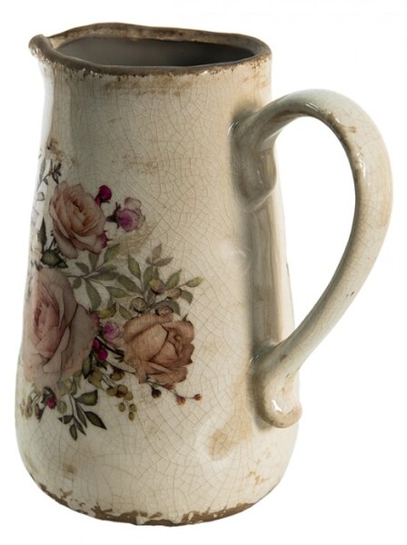 Béžový keramický dekorační džbán s růžemi Roses I – 1500 ml
