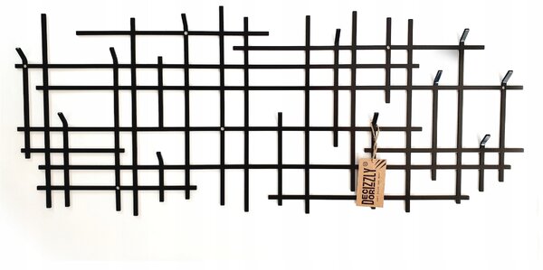Decorizzly loftový nástěnný věšák do předsíně LINEA, kovový, černý