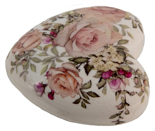 Keramické dekorační srdíčko s růžičkami Roses I – 11x11x4 cm
