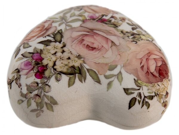 Keramické dekorační srdíčko s růžičkami Roses I – 11x11x4 cm