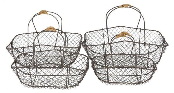 Set 4 drátěných košíků s uchy Filaire – 38x28x36 / 34x23x32 / 31x20x27 / 27x17x24 cm
