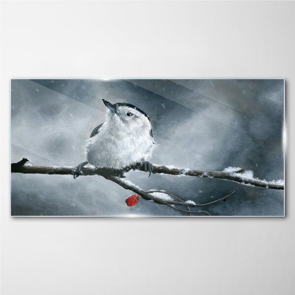 Obraz na skle Obraz na skle Zvířecí pták sněhová zima