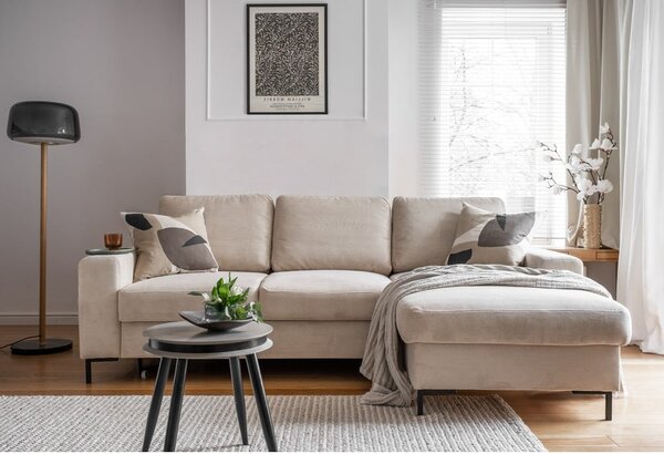 Béžová manšestrová rozkládací rohová pohovka (pravý roh) Lofty Lilly – Miuform