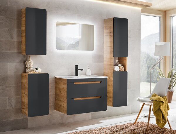 Comad Koupelnová závěsná skříňka horní Aruba 830 1D dub craft zlatý/vesmírně šedá mat