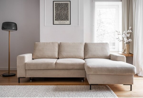 Béžová manšestrová rozkládací rohová pohovka (pravý roh) Lofty Lilly – Miuform