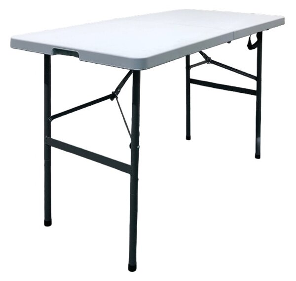 TENTino Skládací stůl 122x60 cm PŮLENÝ, bílý, STL122P Barva ubrusu: ČERNÁ / BLACK
