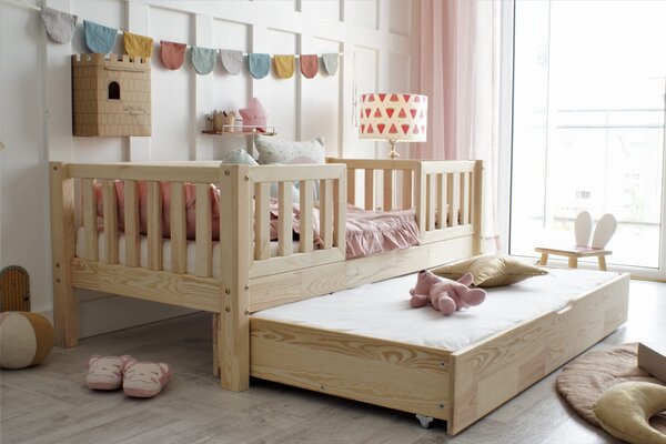 Dětská postel Basic Love Duo se šuplíkem Velikost spací plochy: 120x60, Barva: přírodní dřevo