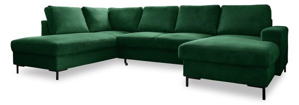 Tmavě zelená manšestrová rozkládací rohová pohovka (levý roh) Lofty Lilly – Miuform