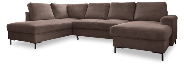 Hnědá manšestrová rozkládací rohová pohovka (levý roh) Lofty Lilly – Miuform