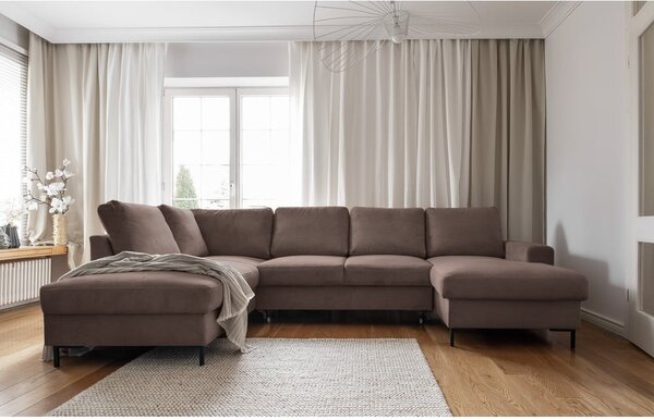Hnědá manšestrová rozkládací rohová pohovka (levý roh) Lofty Lilly – Miuform