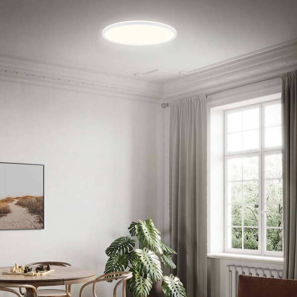 Briloner Stropní svítidlo LED Slim, kulaté, 42 cm, Bílá / opál, Chodba, Plast, Moderní